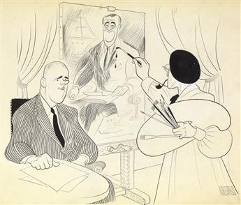 (CARICATURE.)  AL HIRSCHFELD. Getting Ready for the Next President.